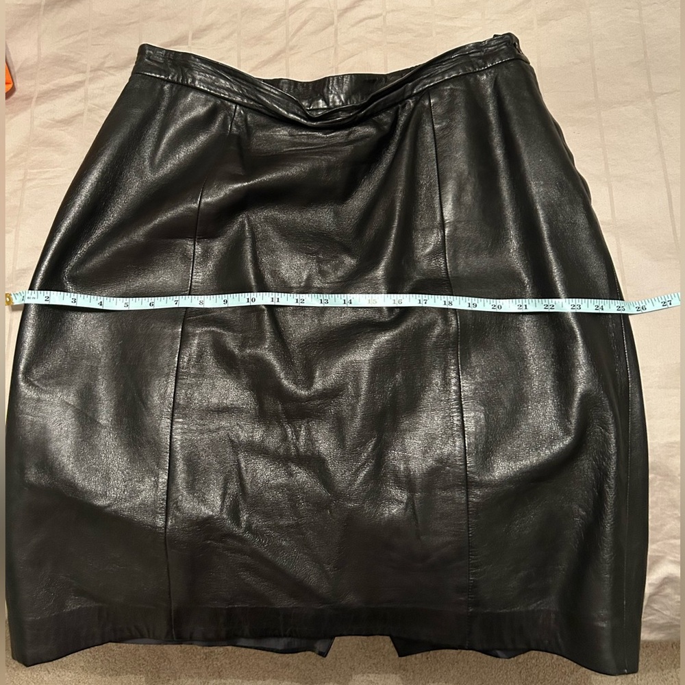 Liz Claiborne Rich Black Lambskin Leather Pencil Skirt - Picture 7 of 8